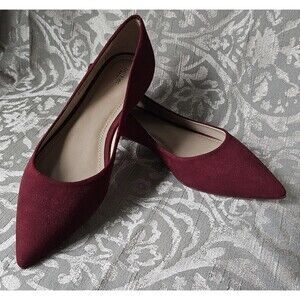 BOTKIER Annika Suede Burgundy Pointed Toe Flats Size 6